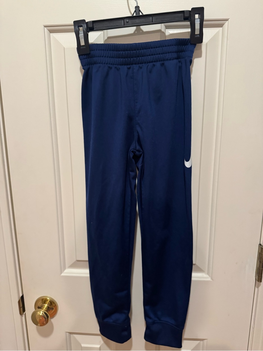 Nike Boys Navy Blue Jogger Sweatpants with White Swoosh